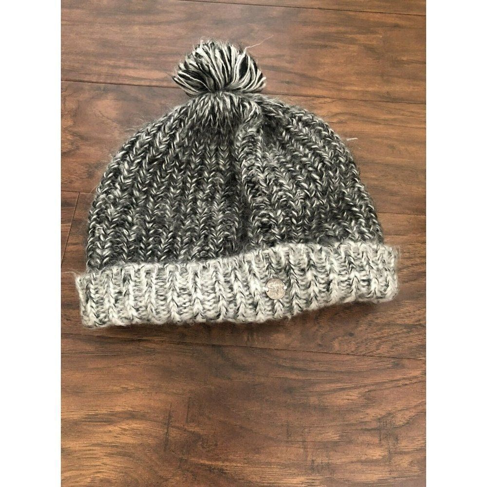 Screamer Womens Pom Pom Beanie Winter Gray Color One Size Puffball Hat
